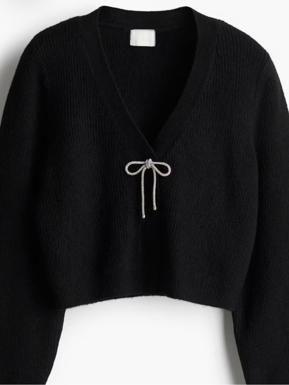 Express V-neck Embellished Bow Cardigan Charcoal